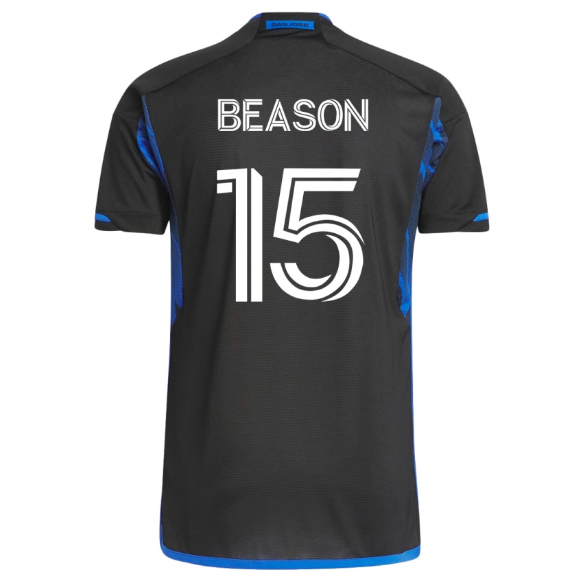 Mænd Tanner Beason #15 Blå Sort Hjemmebane Spillertrøjer 2023/24 Trøje T-Shirt