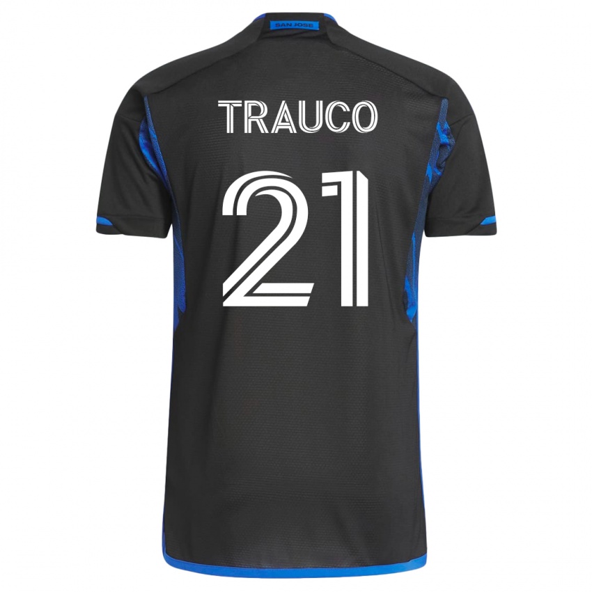 Mænd Miguel Trauco #21 Blå Sort Hjemmebane Spillertrøjer 2023/24 Trøje T-Shirt