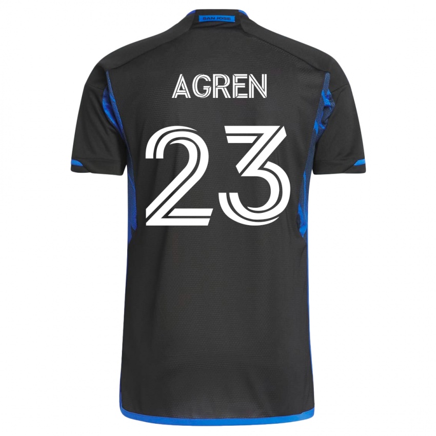 Mænd Oskar Agren #23 Blå Sort Hjemmebane Spillertrøjer 2023/24 Trøje T-Shirt