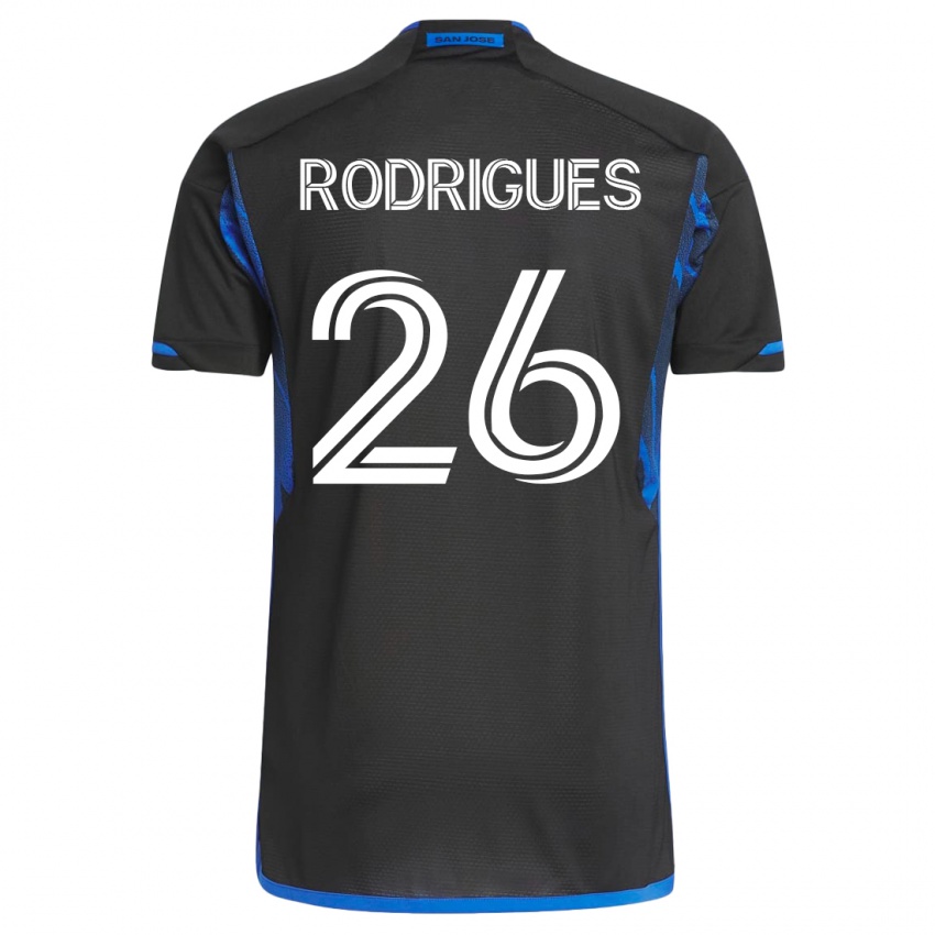 Mænd Rodrigues #26 Blå Sort Hjemmebane Spillertrøjer 2023/24 Trøje T-Shirt