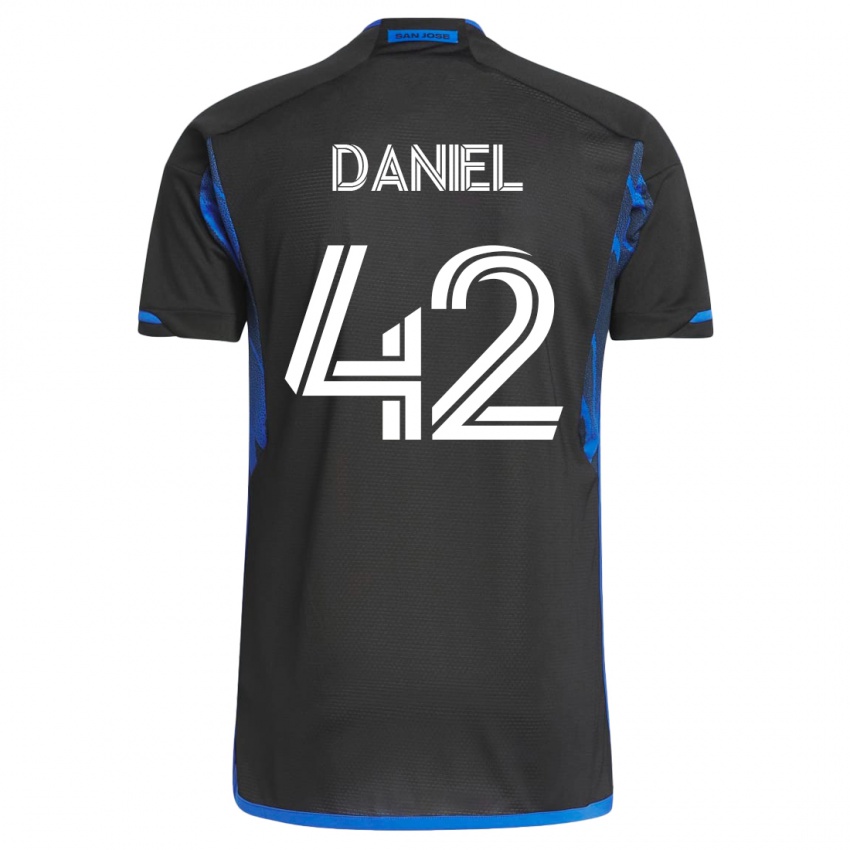 Mænd Daniel #42 Blå Sort Hjemmebane Spillertrøjer 2023/24 Trøje T-Shirt