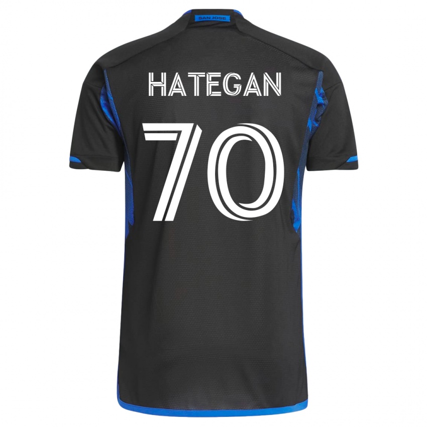 Mænd Roberto Hategan #70 Blå Sort Hjemmebane Spillertrøjer 2023/24 Trøje T-Shirt