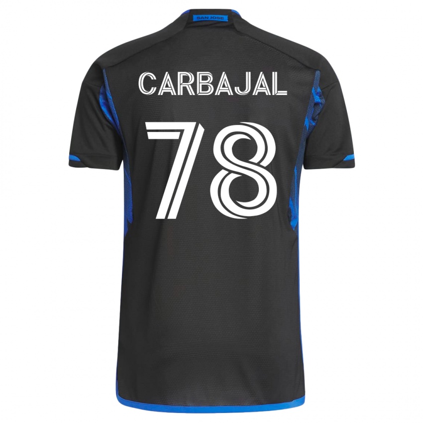 Mænd Sebastian Carbajal #78 Blå Sort Hjemmebane Spillertrøjer 2023/24 Trøje T-Shirt