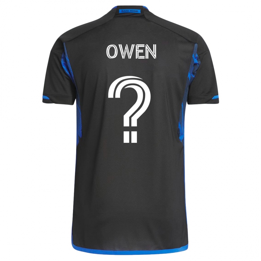 Mænd Connor Owen #0 Blå Sort Hjemmebane Spillertrøjer 2023/24 Trøje T-Shirt