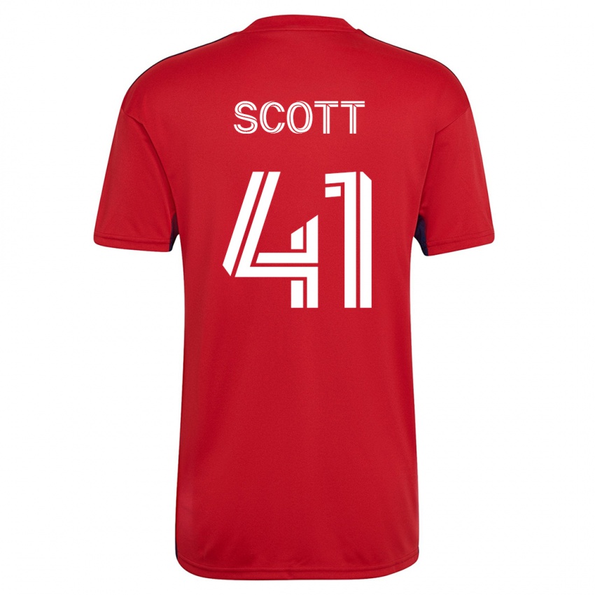 Mænd Tarik Scott #41 Rød Hjemmebane Spillertrøjer 2023/24 Trøje T-Shirt
