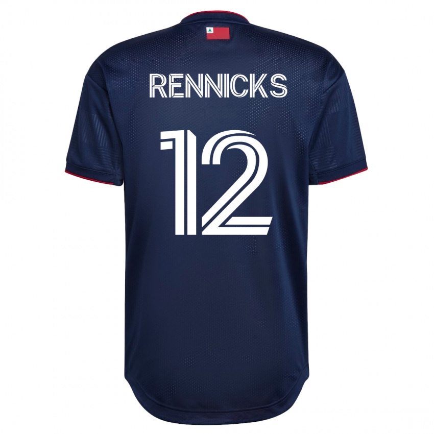 Mænd Justin Rennicks #12 Flåde Hjemmebane Spillertrøjer 2023/24 Trøje T-Shirt
