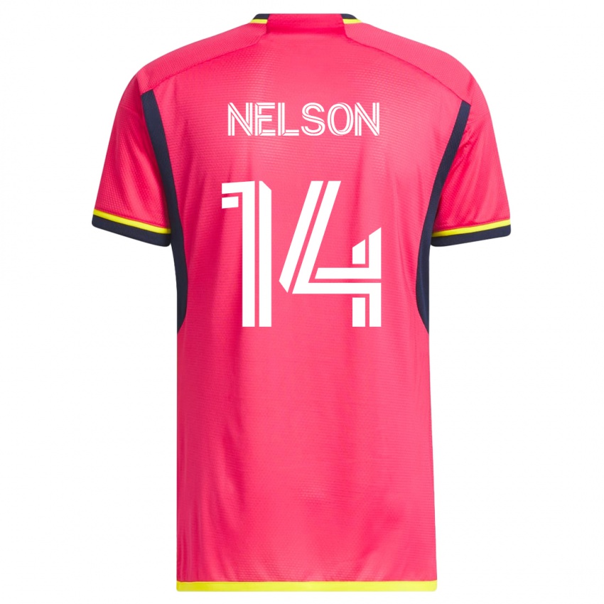 Mænd John Nelson #14 Lyserød Hjemmebane Spillertrøjer 2023/24 Trøje T-Shirt