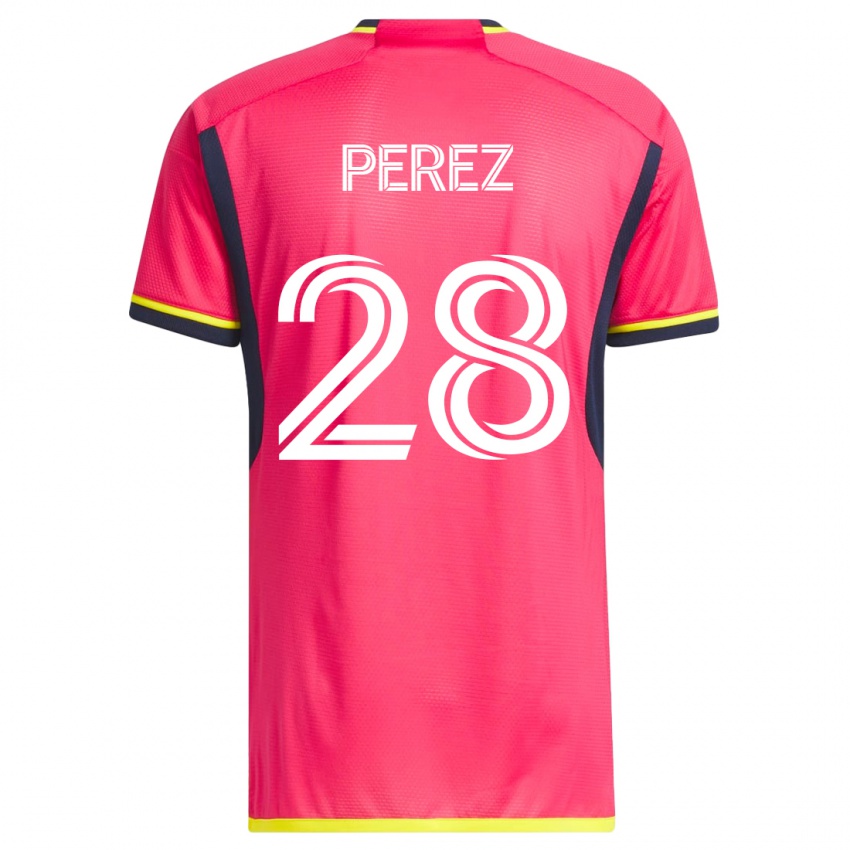 Mænd Miguel Perez #28 Lyserød Hjemmebane Spillertrøjer 2023/24 Trøje T-Shirt