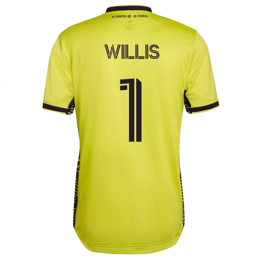 Mænd Joe Willis #1 Gul Hjemmebane Spillertrøjer 2023/24 Trøje T-Shirt