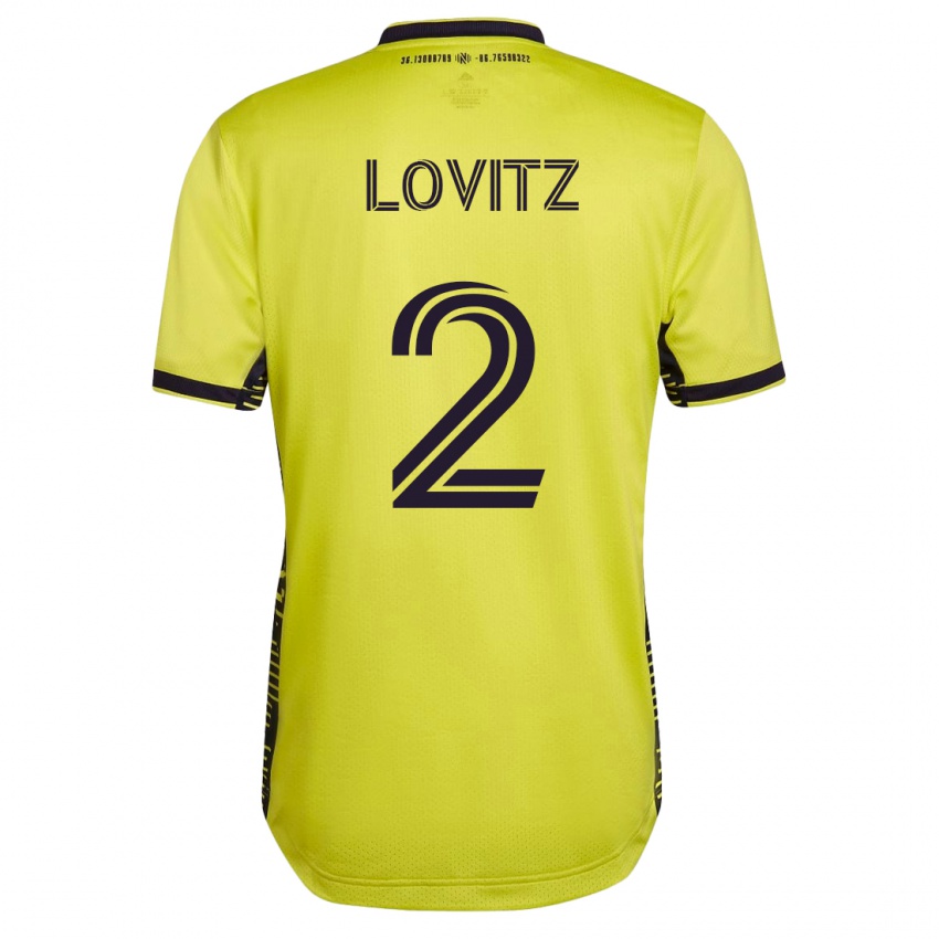 Mænd Daniel Lovitz #2 Gul Hjemmebane Spillertrøjer 2023/24 Trøje T-Shirt