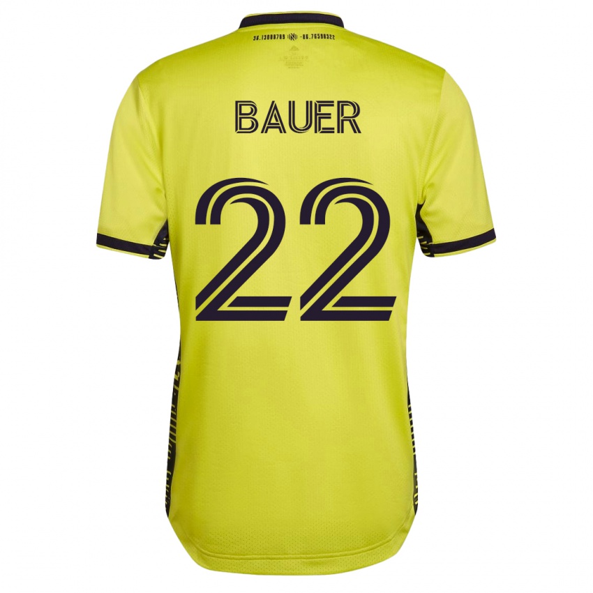 Mænd Josh Bauer #22 Gul Hjemmebane Spillertrøjer 2023/24 Trøje T-Shirt