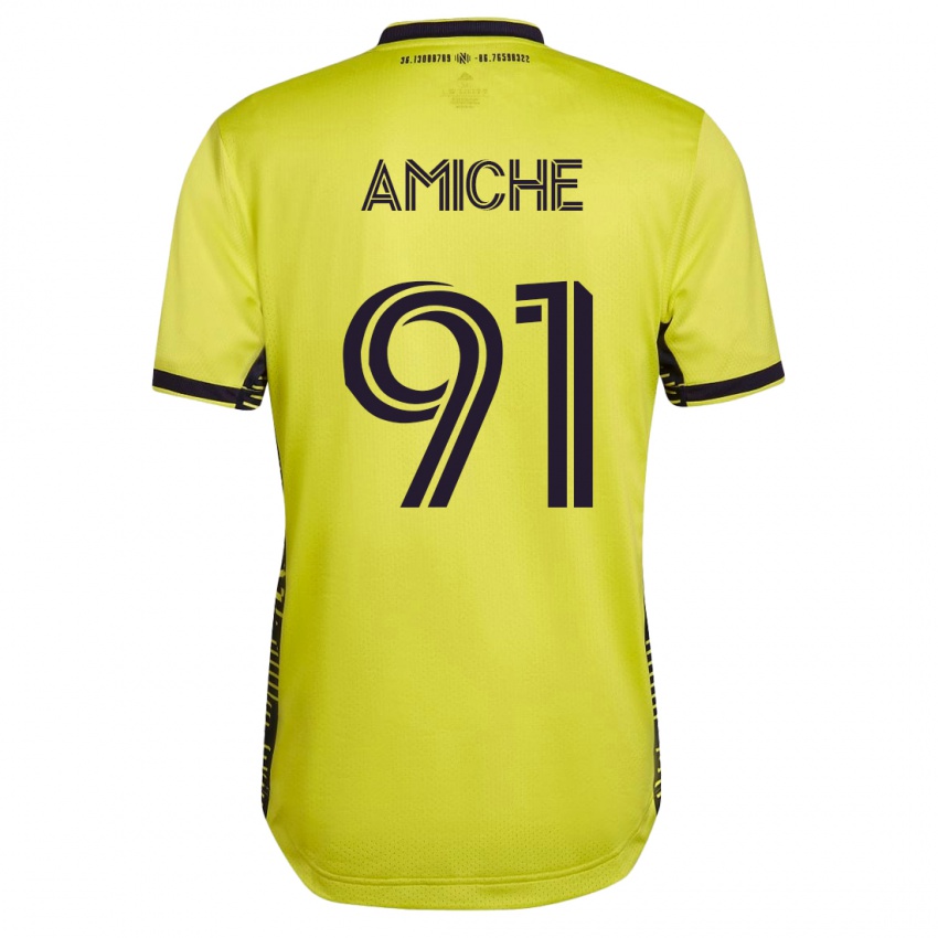 Mænd Kemy Amiche #91 Gul Hjemmebane Spillertrøjer 2023/24 Trøje T-Shirt