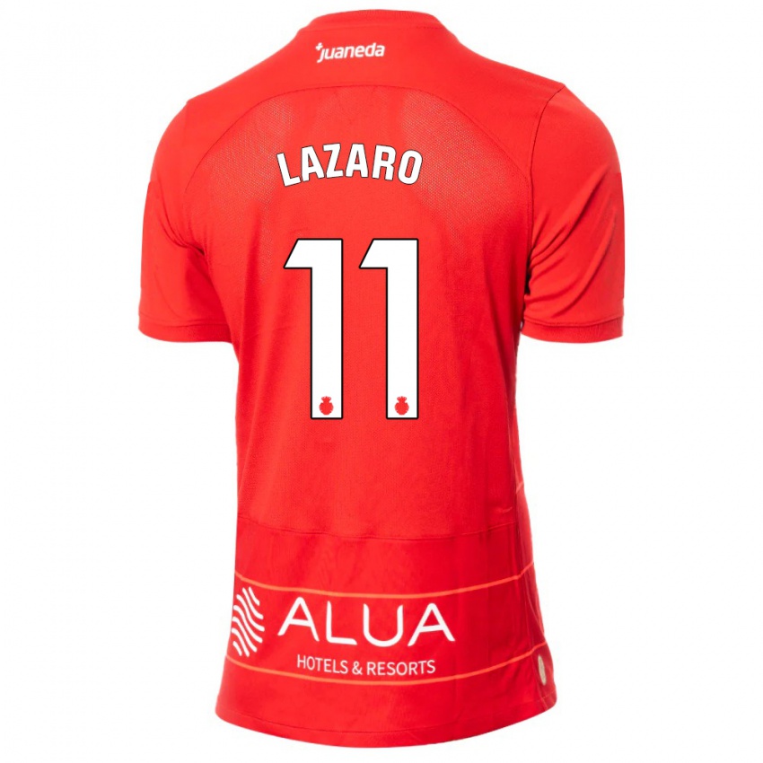 Mænd Victor Lázaro #11 Rød Hjemmebane Spillertrøjer 2023/24 Trøje T-Shirt