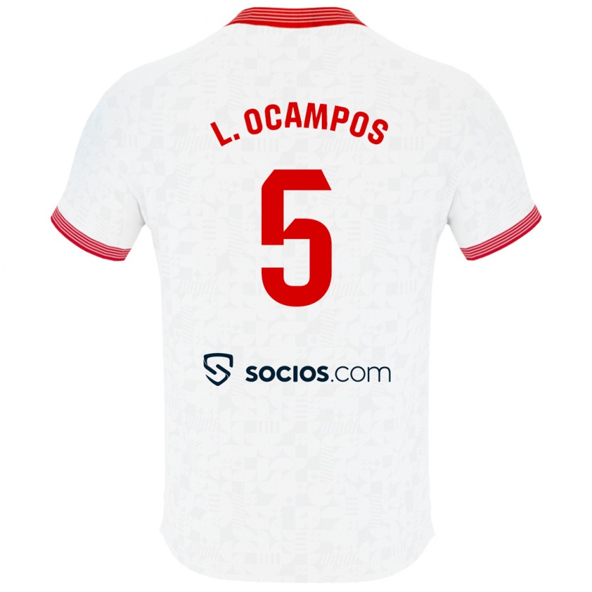 Mænd Lucas Ocampos #5 Hvid Hjemmebane Spillertrøjer 2023/24 Trøje T-Shirt