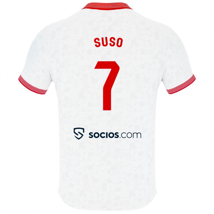 Mænd Suso #7 Hvid Hjemmebane Spillertrøjer 2023/24 Trøje T-Shirt