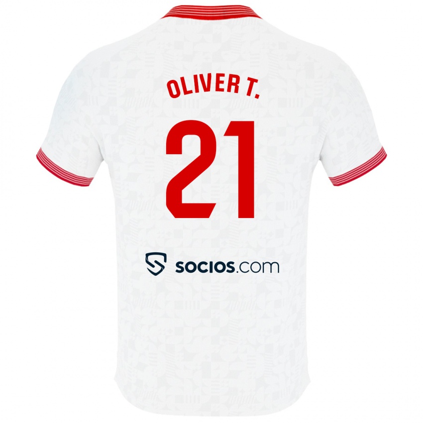 Mænd Oliver Torres #21 Hvid Hjemmebane Spillertrøjer 2023/24 Trøje T-Shirt