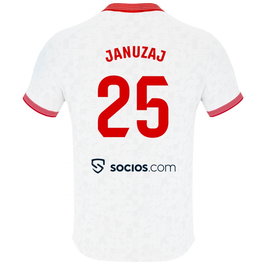 Mænd Adnan Januzaj #25 Hvid Hjemmebane Spillertrøjer 2023/24 Trøje T-Shirt