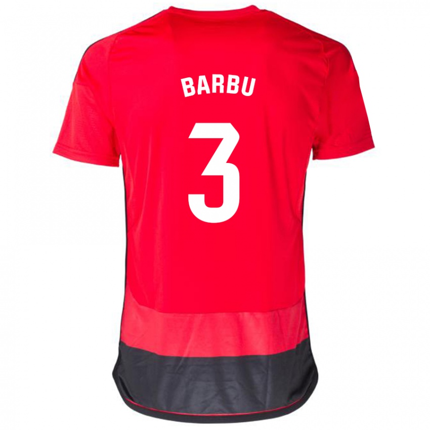 Mænd Álex Barbu #3 Rød Sort Hjemmebane Spillertrøjer 2023/24 Trøje T-Shirt