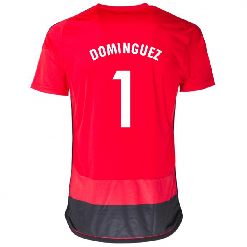 Mænd Iago Domínguez #1 Rød Sort Hjemmebane Spillertrøjer 2023/24 Trøje T-Shirt