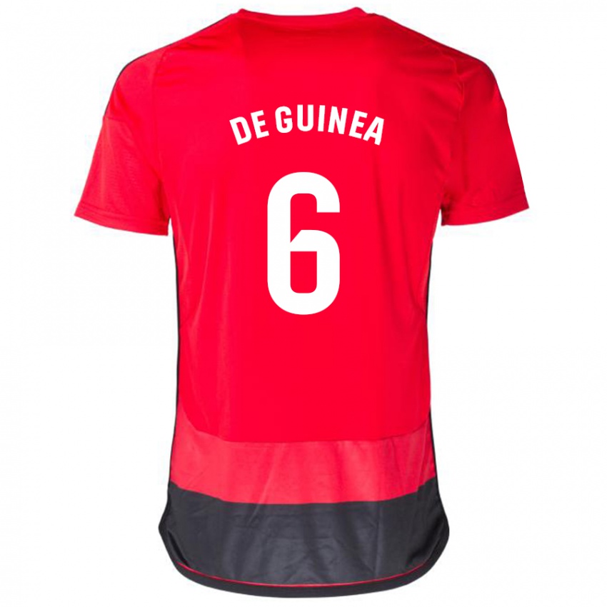 Mænd Asier Ortiz De Guinea #6 Rød Sort Hjemmebane Spillertrøjer 2023/24 Trøje T-Shirt