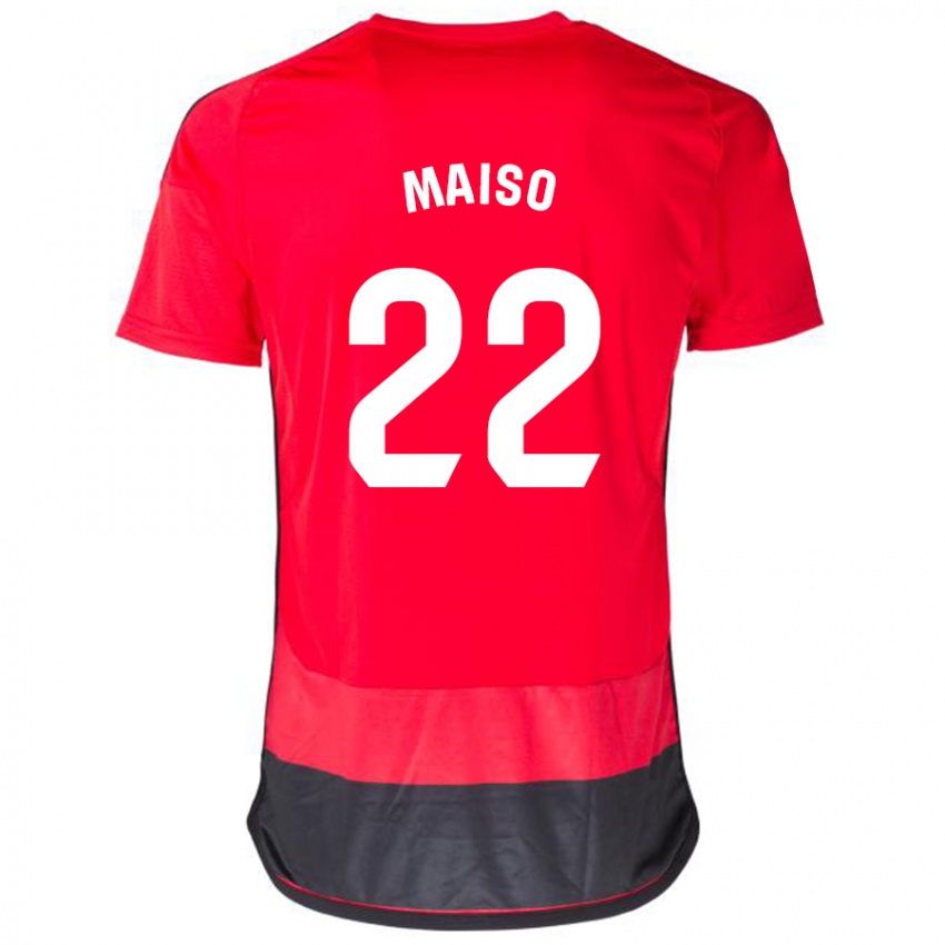 Mænd Álvaro Maiso #22 Rød Sort Hjemmebane Spillertrøjer 2023/24 Trøje T-Shirt