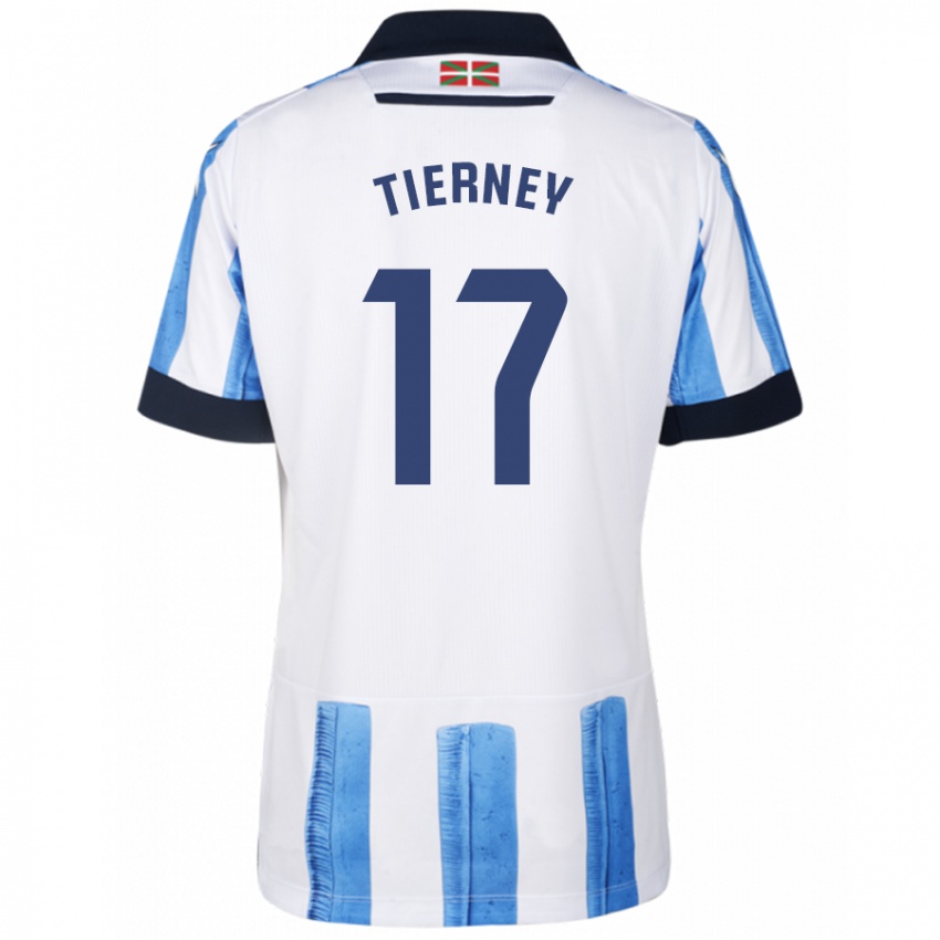 Mænd Kieran Tierney #17 Blå Hvid Hjemmebane Spillertrøjer 2023/24 Trøje T-Shirt