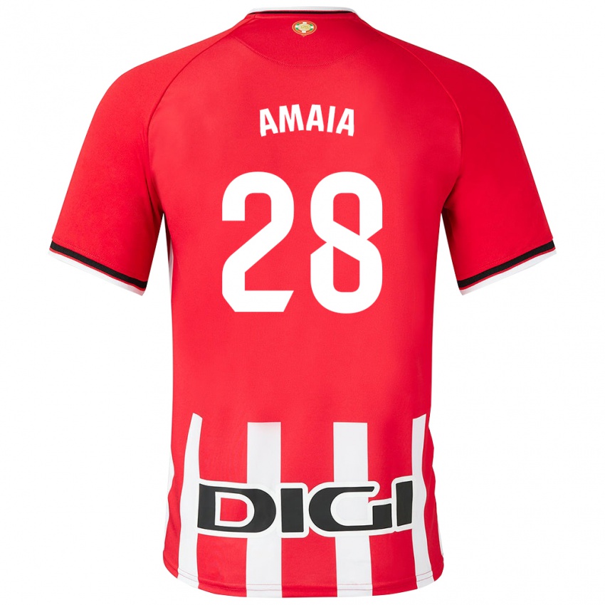 Mænd Amaia Martinez De La Peña #28 Rød Hjemmebane Spillertrøjer 2023/24 Trøje T-Shirt