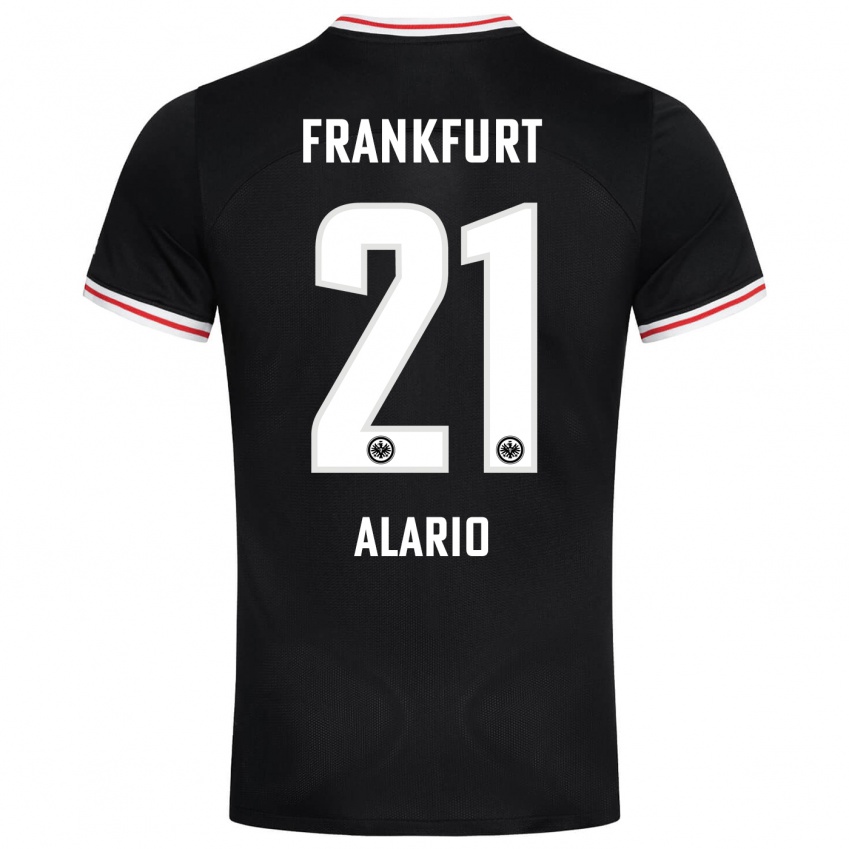 Mænd Lucas Alario #21 Sort Udebane Spillertrøjer 2023/24 Trøje T-Shirt