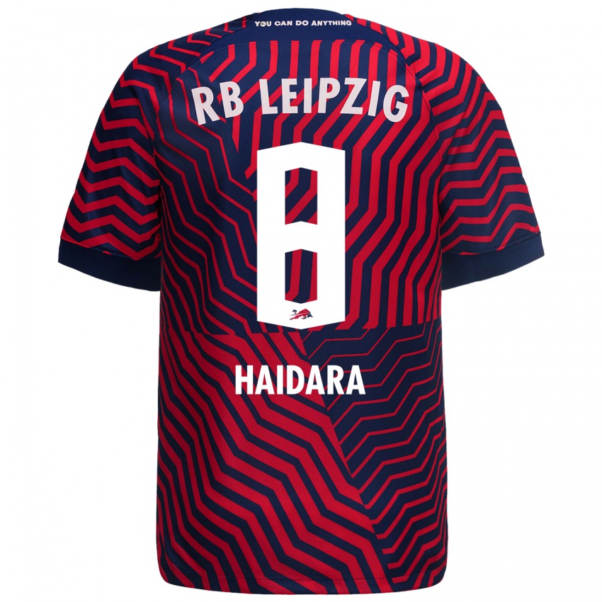 Mænd Amadou Haidara #8 Blå Rød Udebane Spillertrøjer 2023/24 Trøje T-Shirt