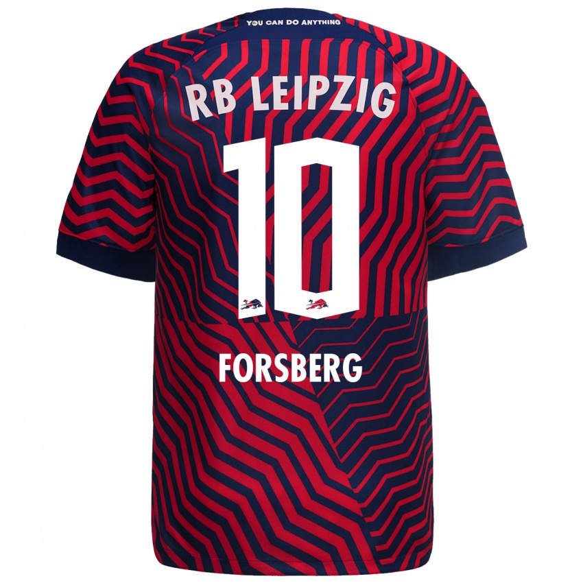 Mænd Emil Forsberg #10 Blå Rød Udebane Spillertrøjer 2023/24 Trøje T-Shirt