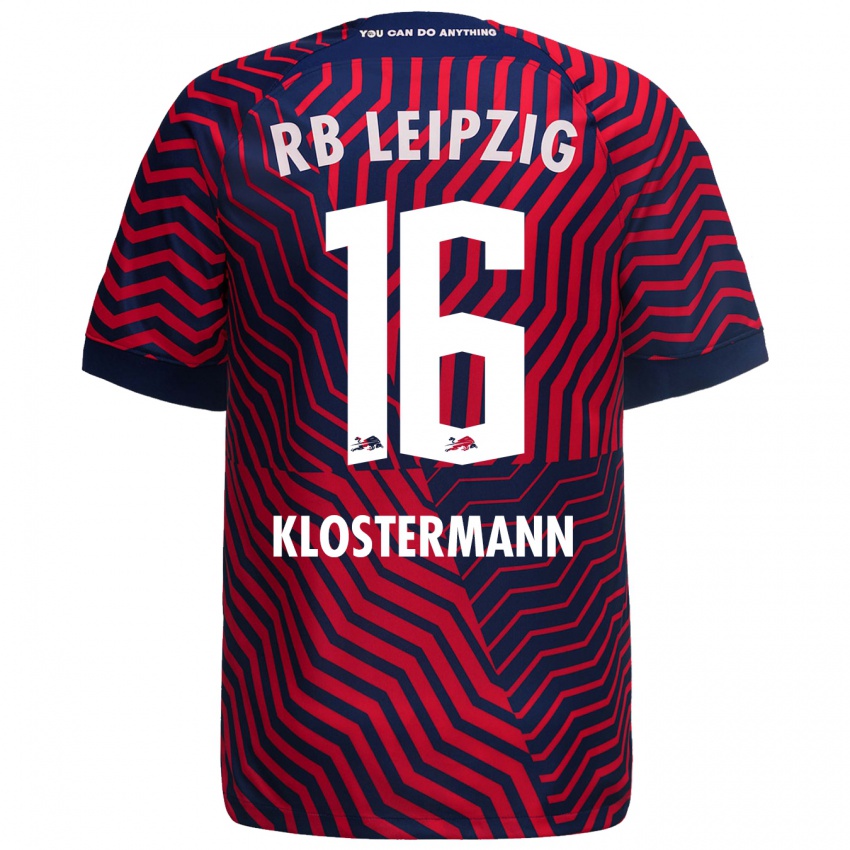 Mænd Lukas Klostermann #16 Blå Rød Udebane Spillertrøjer 2023/24 Trøje T-Shirt