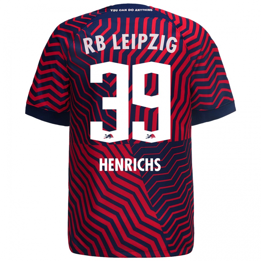 Mænd Benjamin Henrichs #39 Blå Rød Udebane Spillertrøjer 2023/24 Trøje T-Shirt