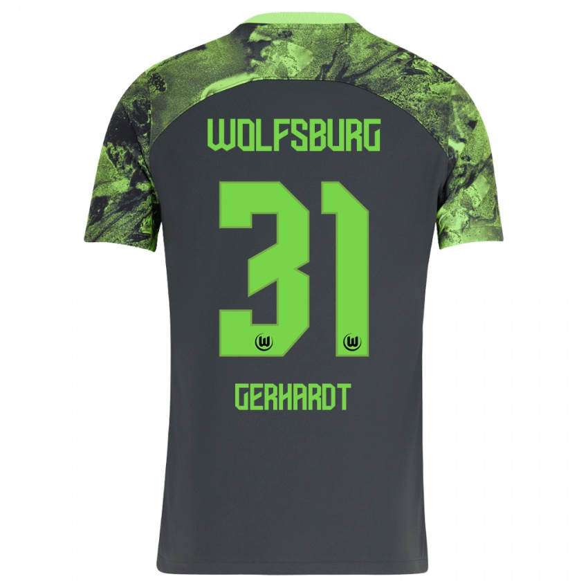 Mænd Yannick Gerhardt #31 Mørkegrå Udebane Spillertrøjer 2023/24 Trøje T-Shirt
