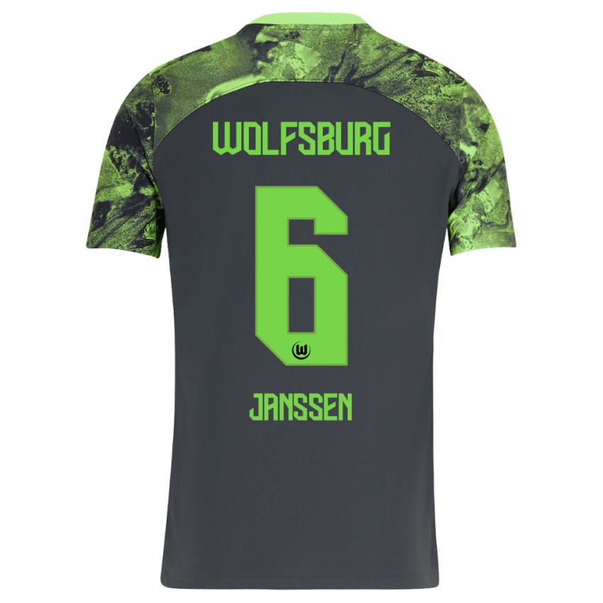 Mænd Dominique Janssen #6 Mørkegrå Udebane Spillertrøjer 2023/24 Trøje T-Shirt