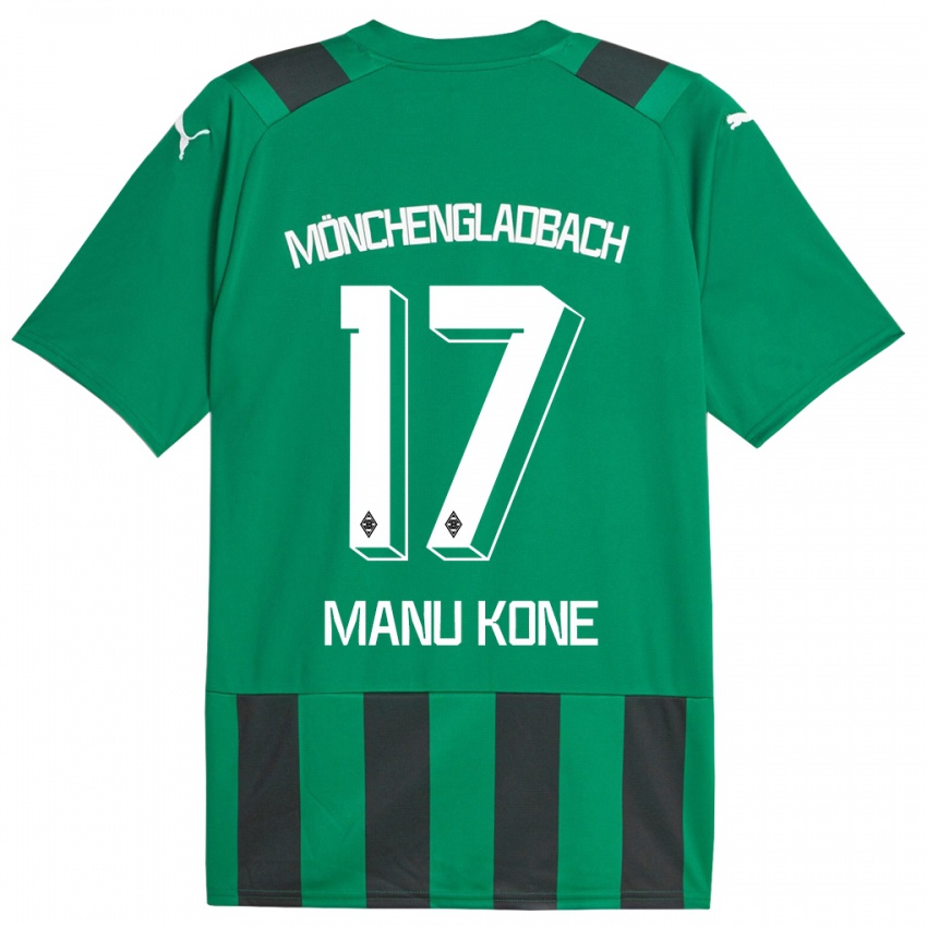 Mænd Manu Kone #17 Sort Grøn Udebane Spillertrøjer 2023/24 Trøje T-Shirt