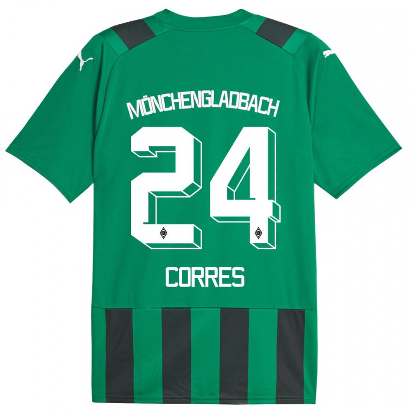 Mænd Carolin Corres #24 Sort Grøn Udebane Spillertrøjer 2023/24 Trøje T-Shirt