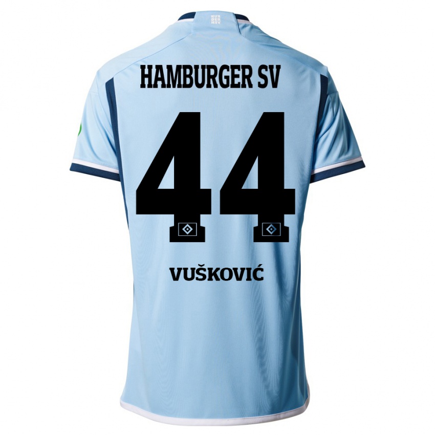 Mænd Mario Vuskovic #44 Blå Udebane Spillertrøjer 2023/24 Trøje T-Shirt