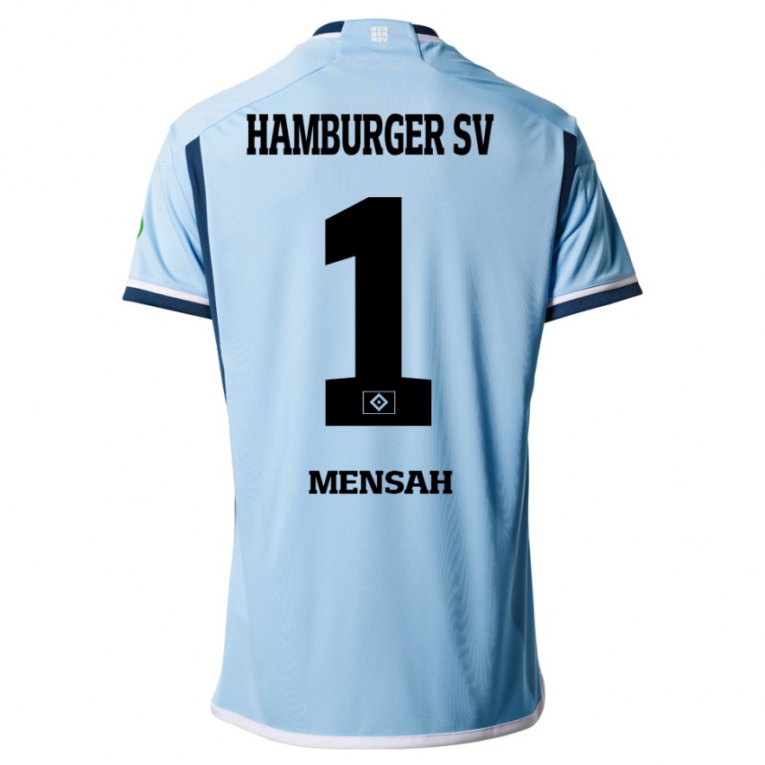 Mænd Steven Mensah #1 Blå Udebane Spillertrøjer 2023/24 Trøje T-Shirt