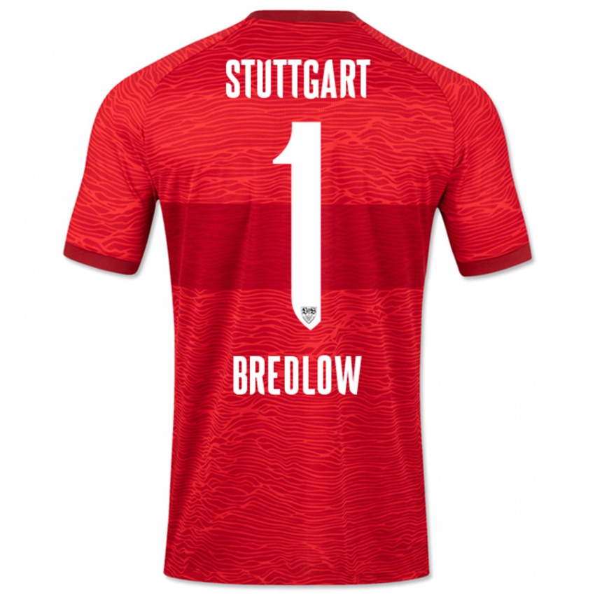 Mænd Fabian Bredlow #1 Rød Udebane Spillertrøjer 2023/24 Trøje T-Shirt