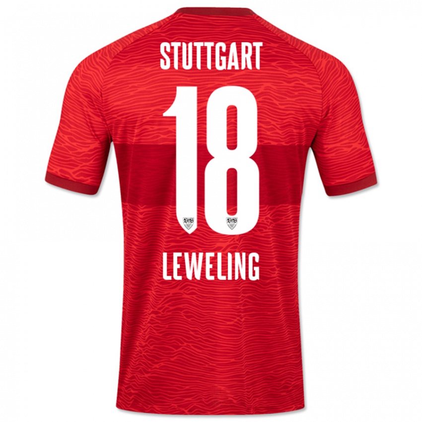 Mænd Jamie Leweling #18 Rød Udebane Spillertrøjer 2023/24 Trøje T-Shirt