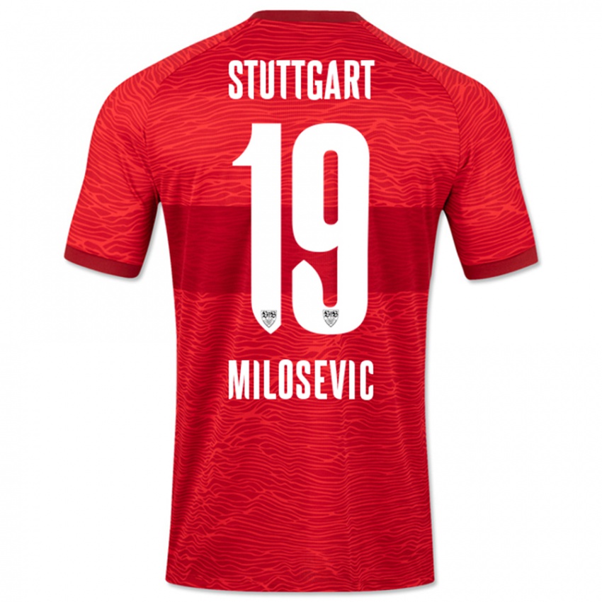 Mænd Jovan Milosevic #19 Rød Udebane Spillertrøjer 2023/24 Trøje T-Shirt