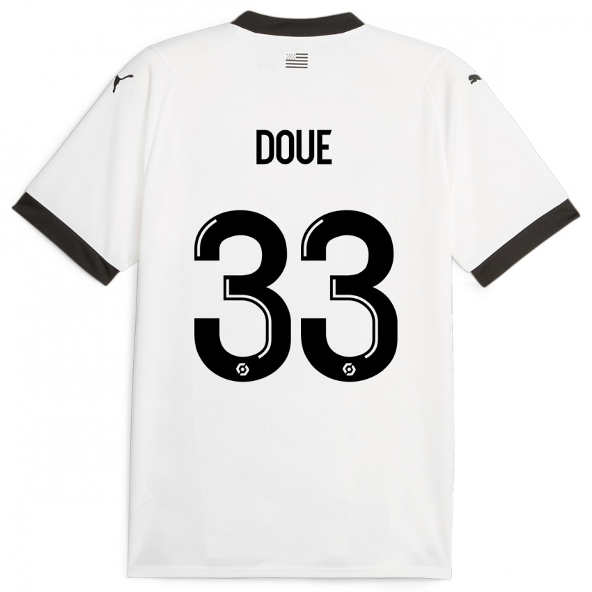 Mænd Désiré Doué #33 Hvid Udebane Spillertrøjer 2023/24 Trøje T-Shirt