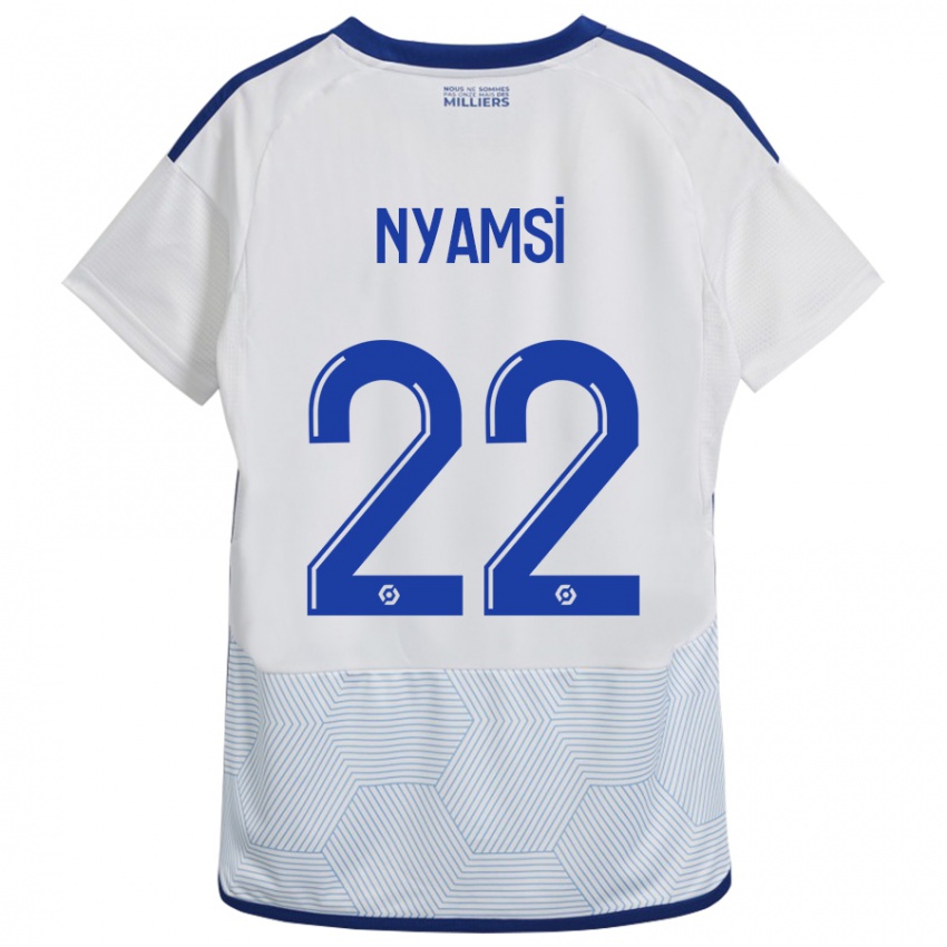Mænd Gerzino Nyamsi #22 Hvid Udebane Spillertrøjer 2023/24 Trøje T-Shirt