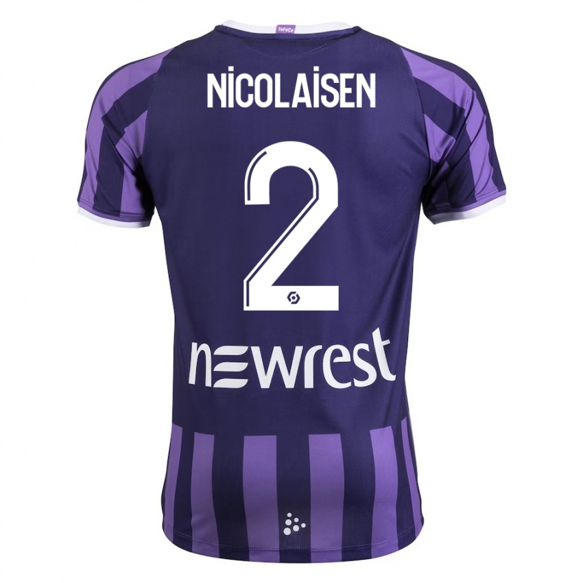 Mænd Rasmus Nicolaisen #2 Lilla Udebane Spillertrøjer 2023/24 Trøje T-Shirt