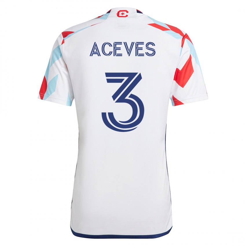 Mænd Alonso Aceves #3 Hvid Blå Udebane Spillertrøjer 2023/24 Trøje T-Shirt