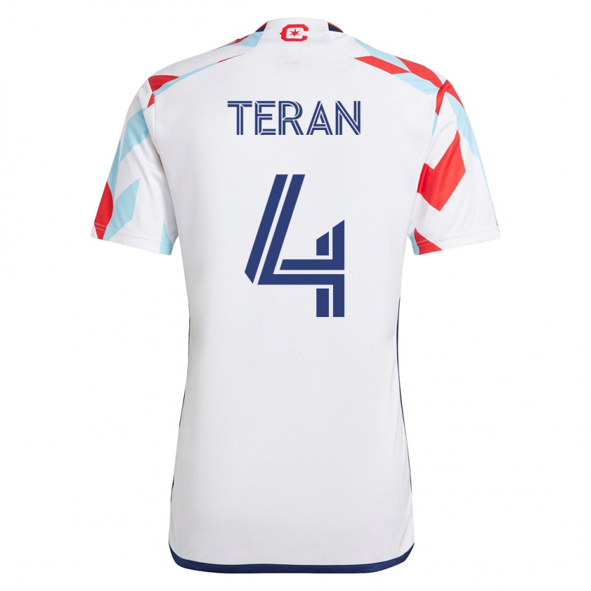 Mænd Carlos Terán #4 Hvid Blå Udebane Spillertrøjer 2023/24 Trøje T-Shirt