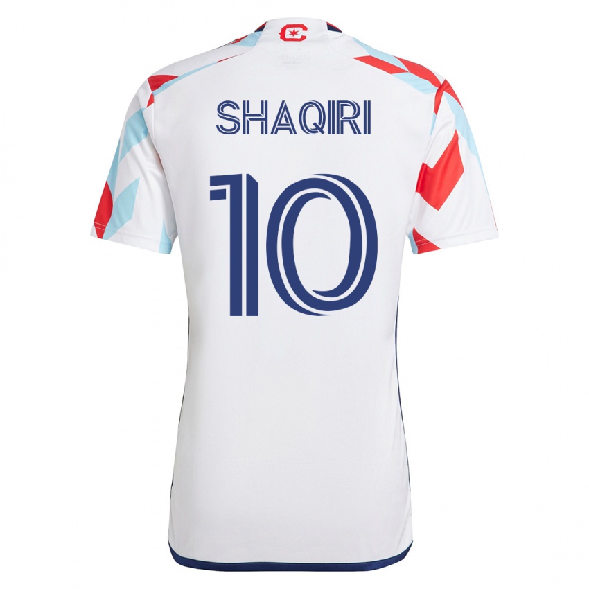 Mænd Xherdan Shaqiri #10 Hvid Blå Udebane Spillertrøjer 2023/24 Trøje T-Shirt