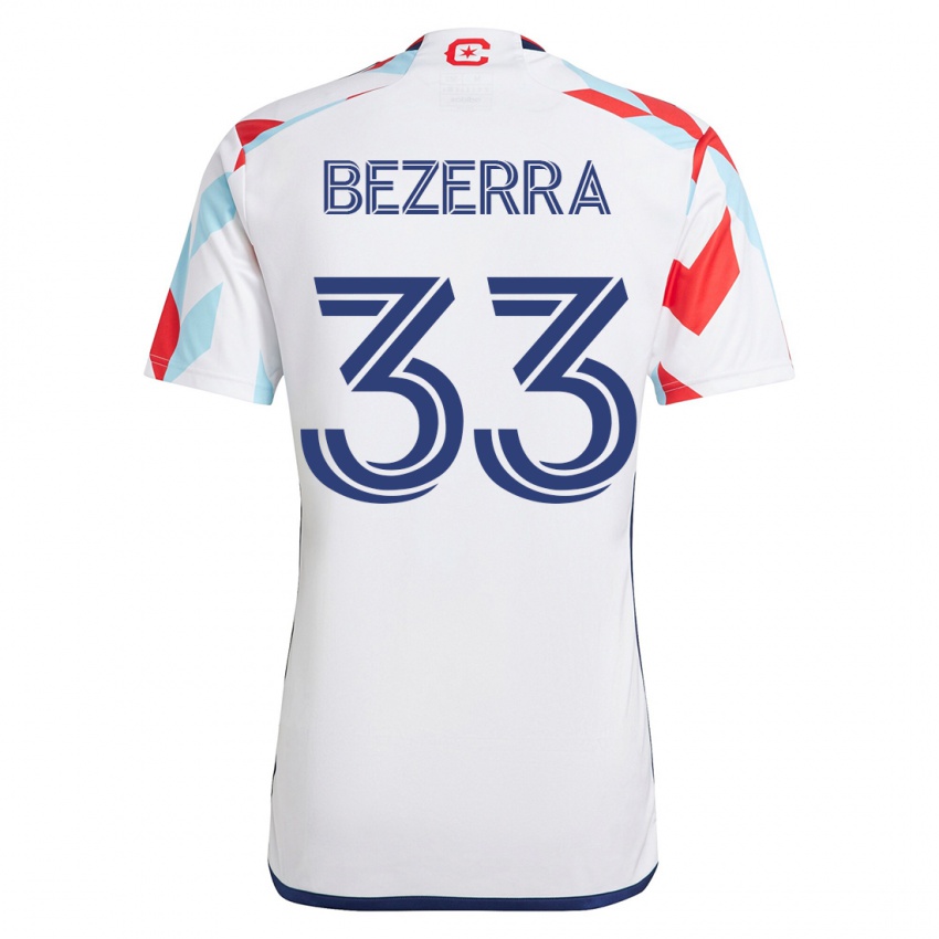 Mænd Victor Bezerra #33 Hvid Blå Udebane Spillertrøjer 2023/24 Trøje T-Shirt
