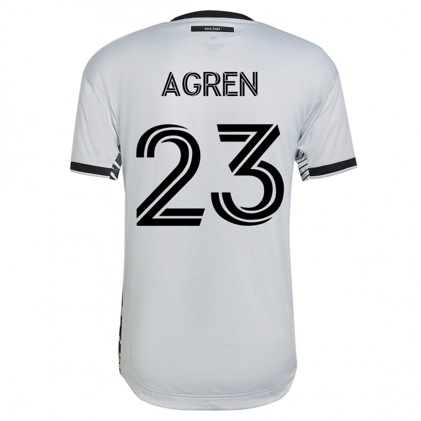 Mænd Oskar Agren #23 Hvid Udebane Spillertrøjer 2023/24 Trøje T-Shirt