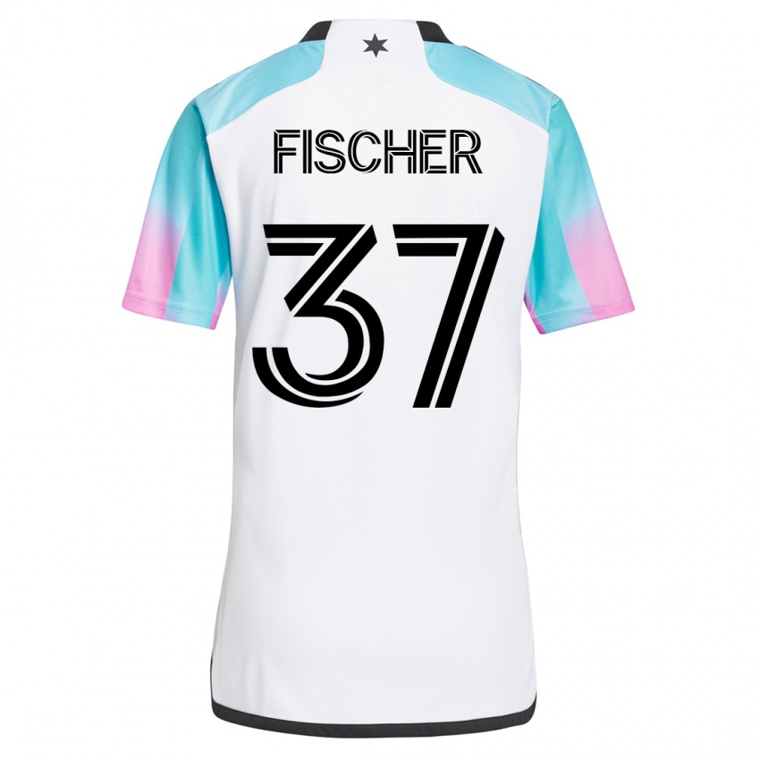 Mænd Britton Fischer #37 Hvid Udebane Spillertrøjer 2023/24 Trøje T-Shirt